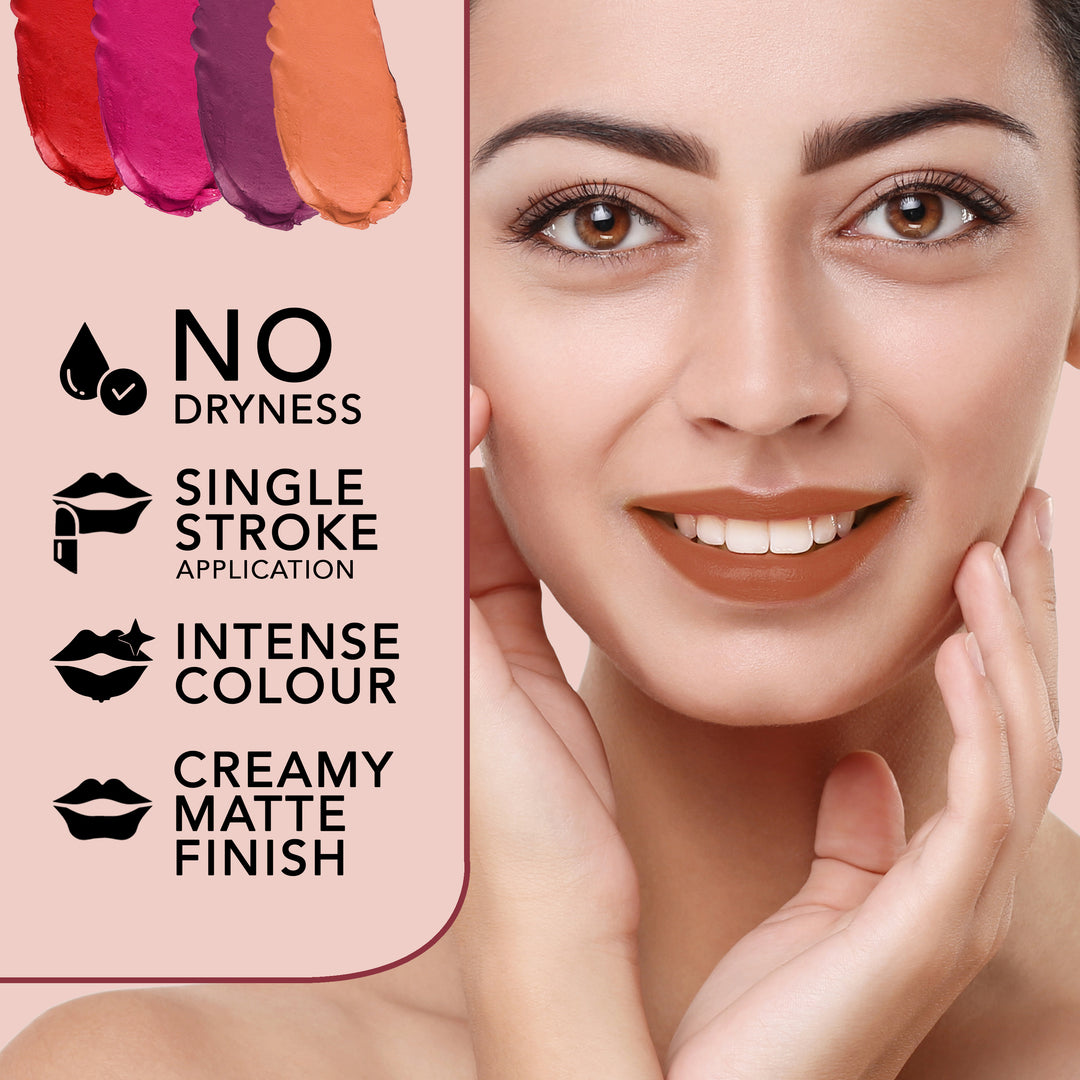 Tanned Nude - Comfy Lips Creme Matte Lipstick (4gms)